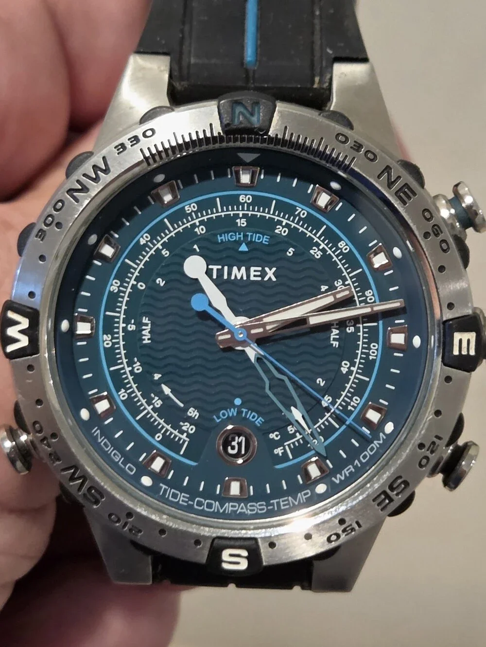 Timex Expedition Tide-Temp-Compass 44mm Stainless Steel Runner Strap Watch